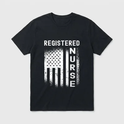 Registered Nurse RN Classic T-Shirt – Distressed American flag with REGISTERED NURSE lettering – Classic T-Shirt in Black
