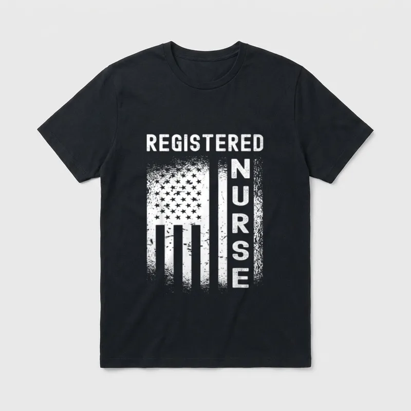 Registered Nurse RN Classic T-Shirt – Distressed American flag with REGISTERED NURSE lettering – Classic T-Shirt in Black