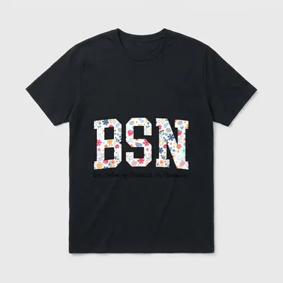 Floral Bachelors of Science in Nursing T-Shirt – Classic T-Shirt in Black