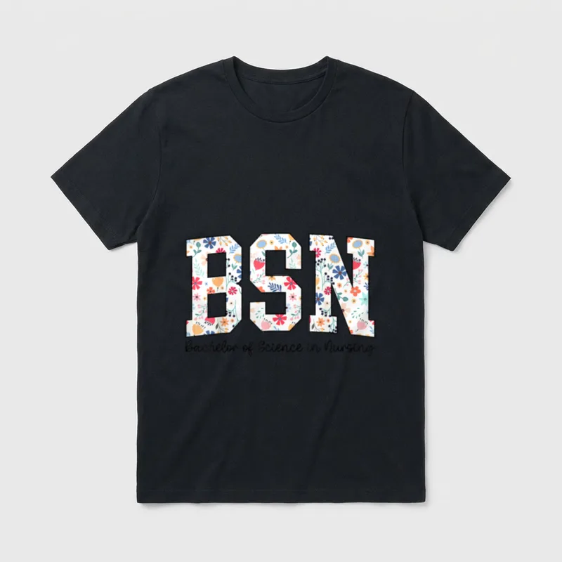 Floral Bachelors of Science in Nursing T-Shirt – Classic T-Shirt in Black