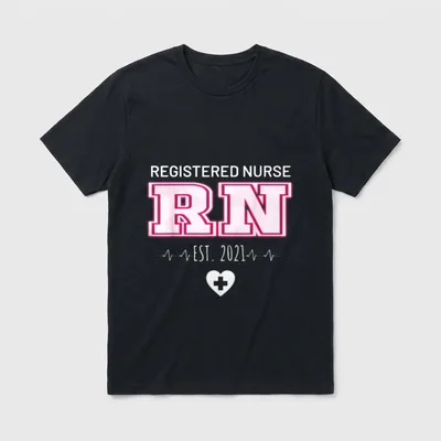 RN Graduate for New Registered Nurse T-Shirt – REGISTERED NURSE RN EST. 2021 – Classic T-Shirt in Black
