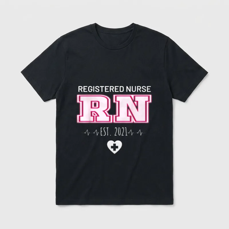 RN Graduate for New Registered Nurse T-Shirt – REGISTERED NURSE RN EST. 2021 – Classic T-Shirt in Black