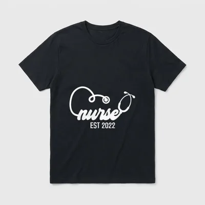 Nursing Registered Nurse RN Stethoscope Graduate T-Shirt – nurse EST 2022 – Classic T-Shirt in Black