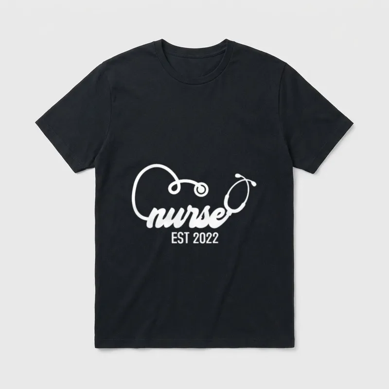 Nursing Registered Nurse RN Stethoscope Graduate T-Shirt – nurse EST 2022 – Classic T-Shirt in Black