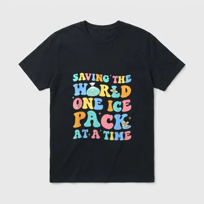 One Ice Pack at Time School T-Shirt – Saving The World One Ice Pack At A Time – Classic T-Shirt in Black