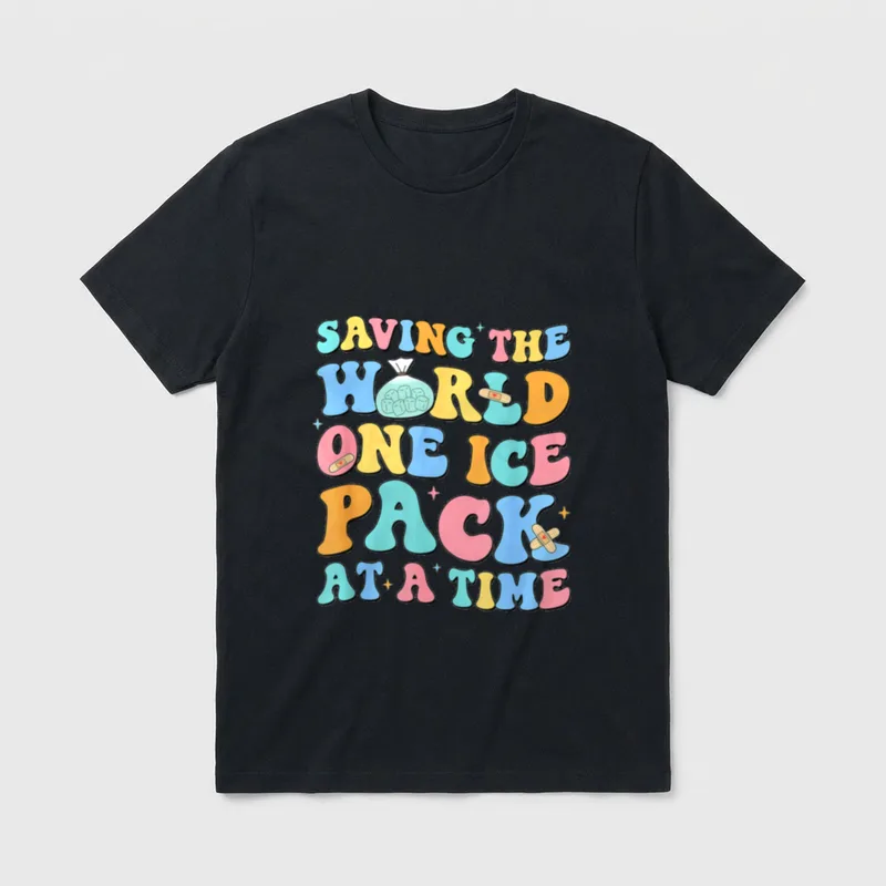One Ice Pack at Time School T-Shirt – Saving The World One Ice Pack At A Time – Classic T-Shirt in Black