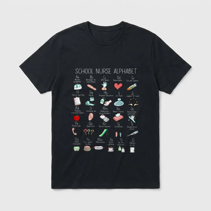ABC School Nurse Alphabet Appreciation Educator T-Shirt – Classic T-Shirt in Black