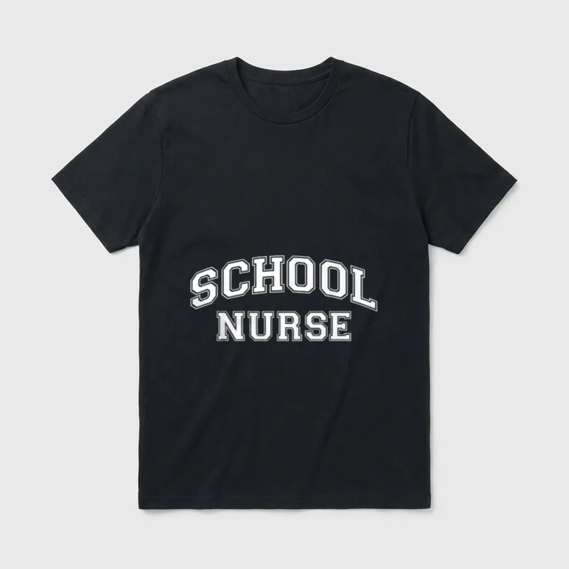 School Nurse Levels T-Shirt – Arched collegiate block lettering reading SCHOOL NURSE – Classic T-Shirt in Black