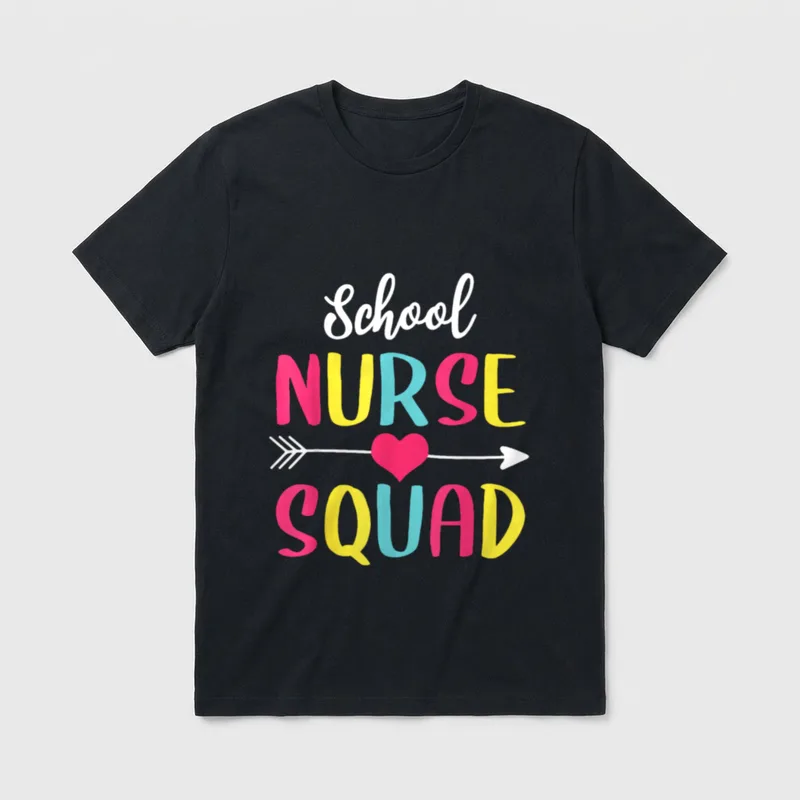 School Nurse Squad Cute Funny Nurses T-Shirt – Classic T-Shirt in Black