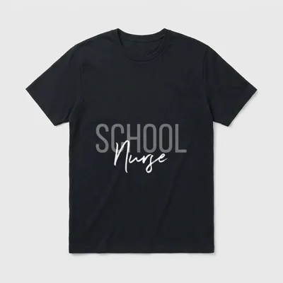 School Nurse Back T-Shirt – Layered lettering spelling SCHOOL Nurse – Classic T-Shirt in Black