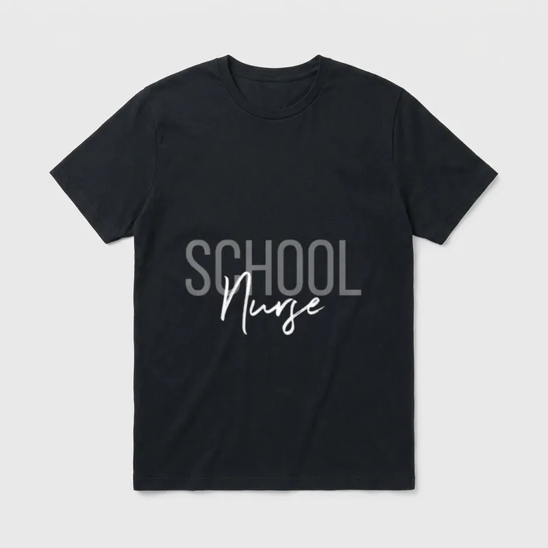 School Nurse Back T-Shirt – Layered lettering spelling SCHOOL Nurse – Classic T-Shirt in Black