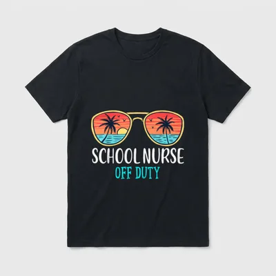 School Nurse Off Duty Happy Last T-Shirt – Classic T-Shirt in Black