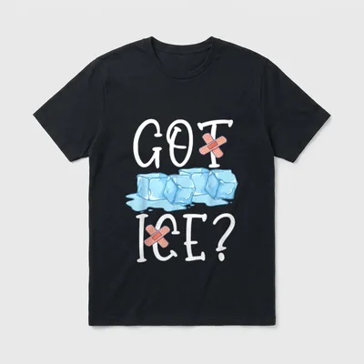 Got Ice School Nurse Saying T-Shirt – GOT ICE? text with melting ice cubes and crossed bandages – Classic T-Shirt in Black