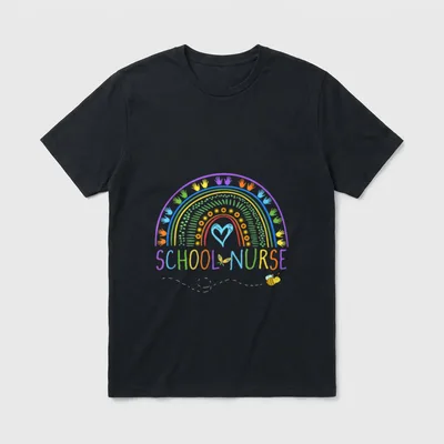 School Nurse Rainbow with Little Hands T-Shirt – Classic T-Shirt in Black