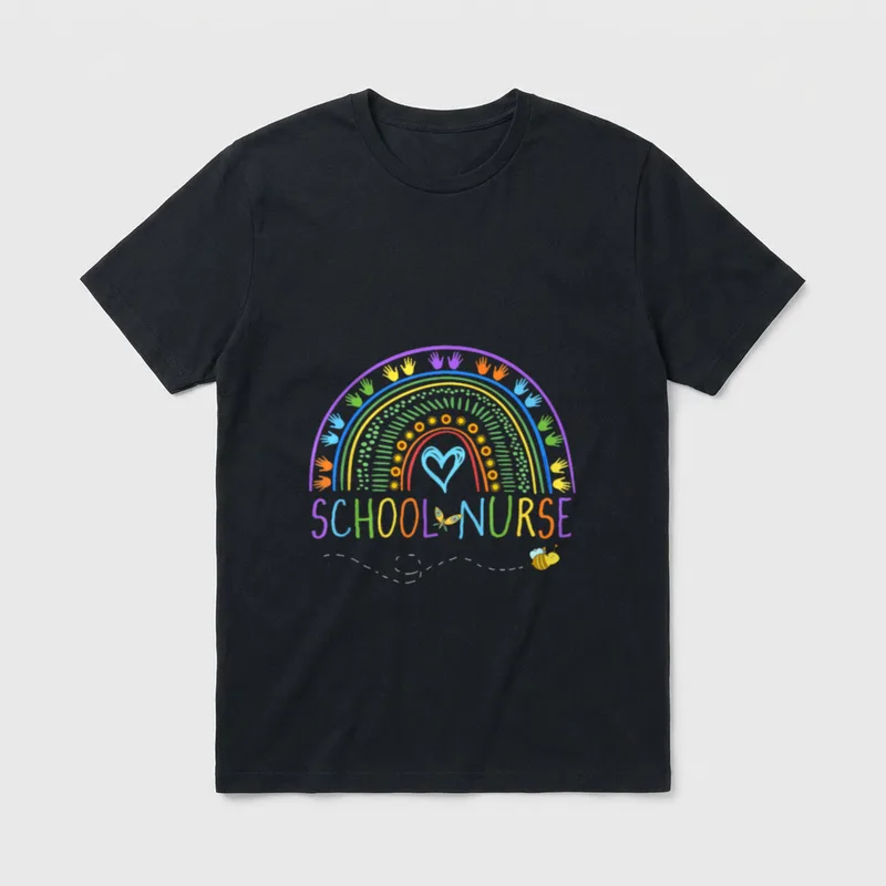 School Nurse Rainbow with Little Hands T-Shirt – Classic T-Shirt in Black