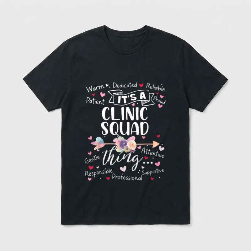 Clinic Squad School Nurse Team Crew T-Shirt – Classic T-Shirt in Black