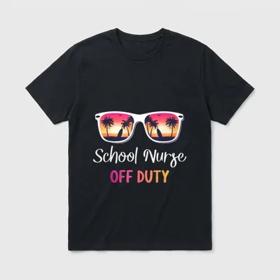 School Nurse Off Duty Summer Vacation T-Shirt – Classic T-Shirt in Black