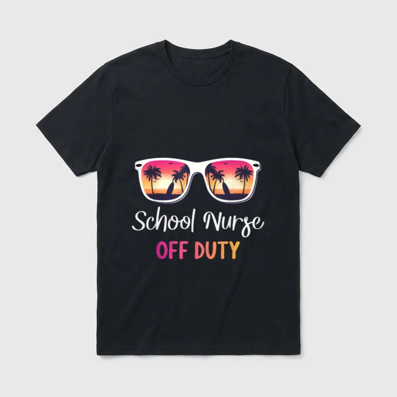 School Nurse Off Duty Summer Vacation T-Shirt – Classic T-Shirt in Black
