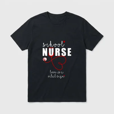 School Nurse Valentine's Day Themed Hearts T-Shirt – Classic T-Shirt in Black