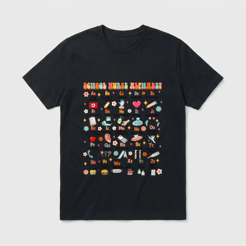 Back to School Funny Nurse Alphabet T-Shirt – Classic T-Shirt in Black