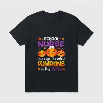 Cutest Pumpkins in Patch School Nurse T-Shirt – Classic T-Shirt in Black