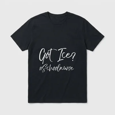 Funny School Nurse Graduation T-Shirt – Got Ice? and #Schoolnurse in handwritten script – Classic T-Shirt in Black