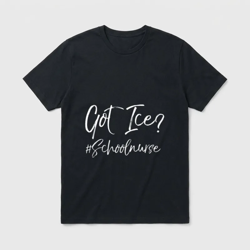 Funny School Nurse Graduation T-Shirt – Got Ice? and #Schoolnurse in handwritten script – Classic T-Shirt in Black