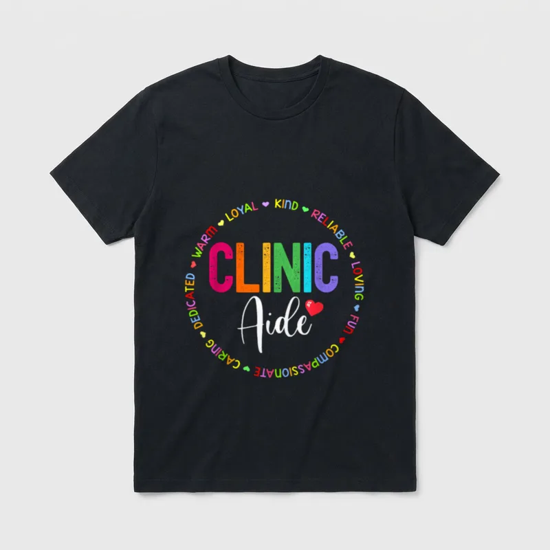 Clinic Aide for School Nurse Appreciation T-Shirt – Classic T-Shirt in Black
