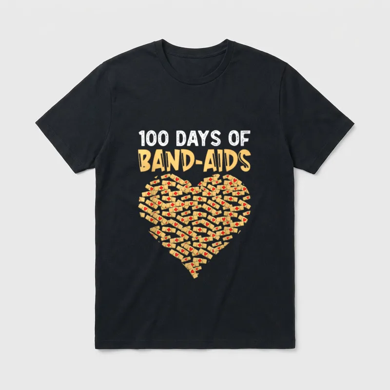 100 Days of Band-aids School 100th T-Shirt – Classic T-Shirt in Black