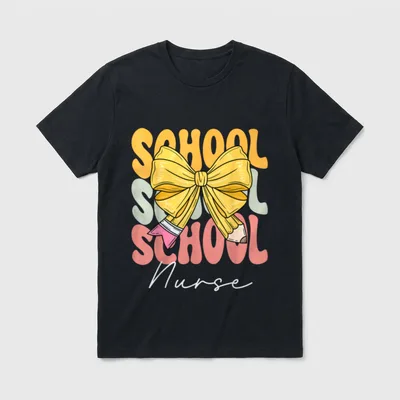 School Nurse Groovy Coquette Bow T-Shirt – Classic T-Shirt in Black