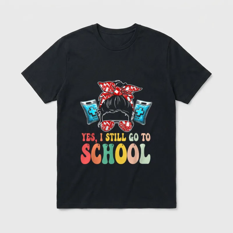 Funny School Nurse Health Aide Back T-Shirt – Classic T-Shirt in Black