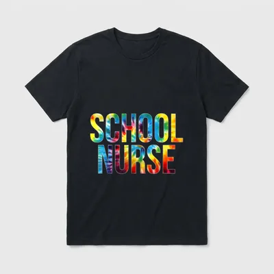 School Nurse Appreciation Day Tie Dye T-Shirt – SCHOOL NURSE in colorful tie dye block letters – Classic T-Shirt in Black