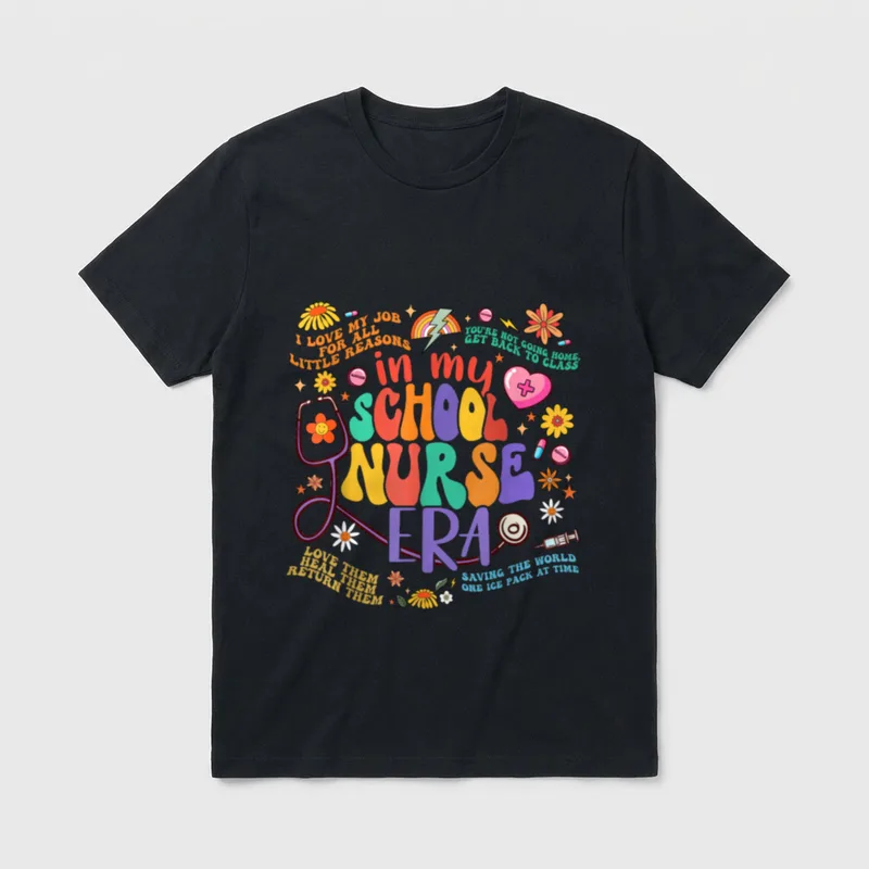 In My School Nurse Era Week T-Shirt – in my SCHOOL NURSE ERA with humorous school nursing phrases – Classic T-Shirt in Black