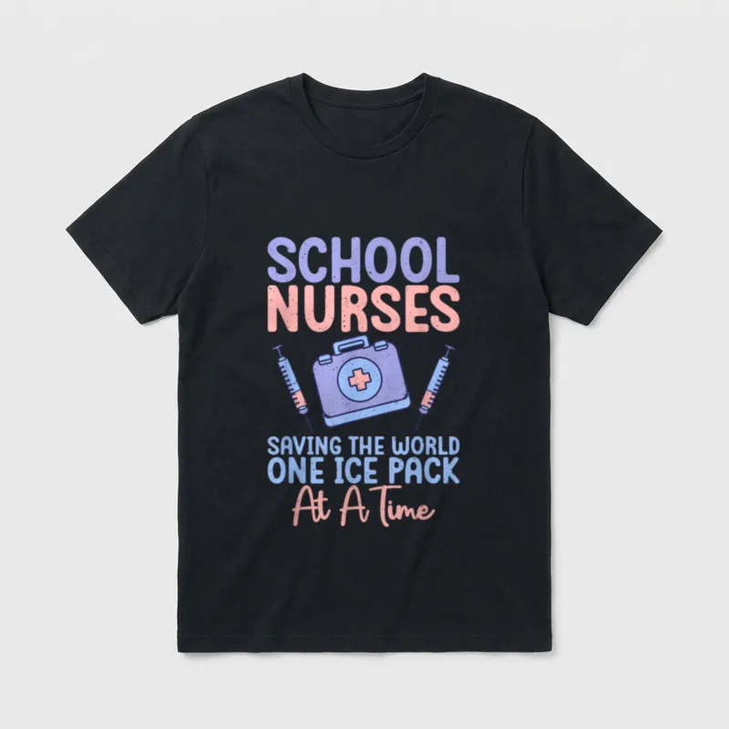 School Nurses Saving the World Time T-Shirt – Classic T-Shirt in Black