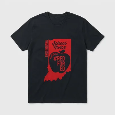 Red for Ed Indiana School Nurse T-Shirt – THIS INDIANA School Nurse wears #RED FOR ED – Classic T-Shirt in Black