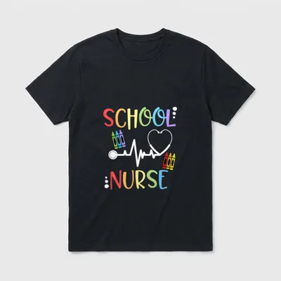 School Nurse Cute Colorful Crayons T-Shirt – Classic T-Shirt in Black