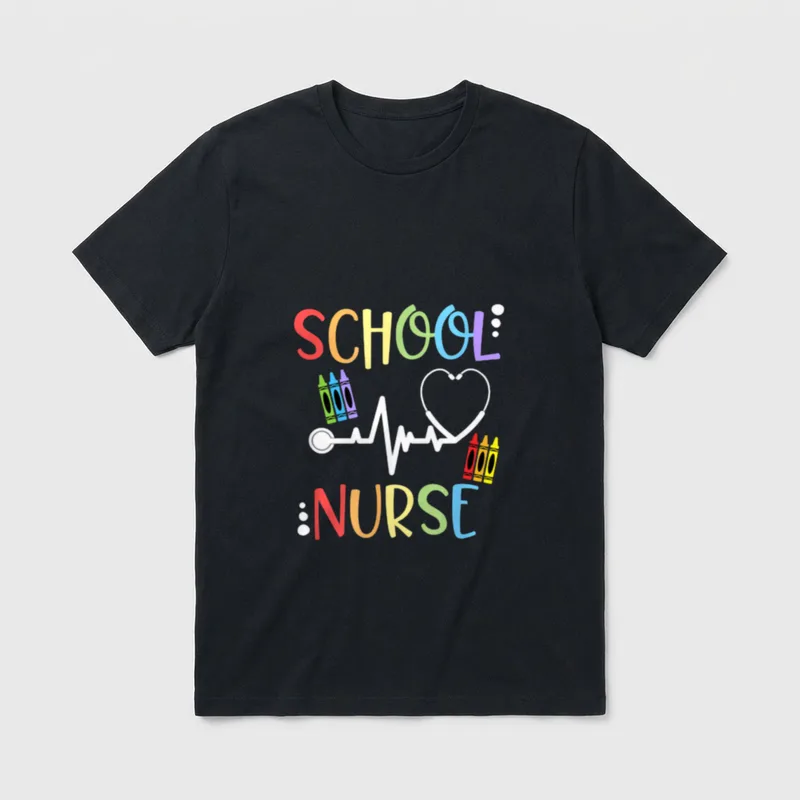 School Nurse Cute Colorful Crayons T-Shirt – Classic T-Shirt in Black