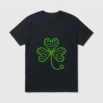 Shamrock Stethoscope Nurse T-Shirt – Classic T-Shirt in Black
