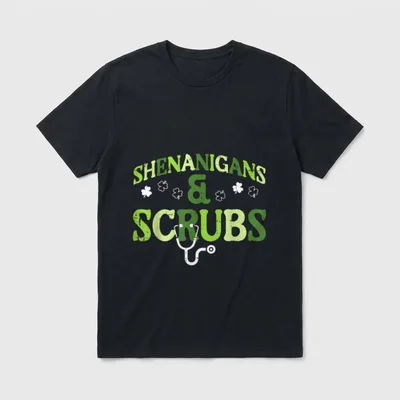 St Day Shenanigans Scrub Saint Pattys T-Shirt – Classic T-Shirt in Black
