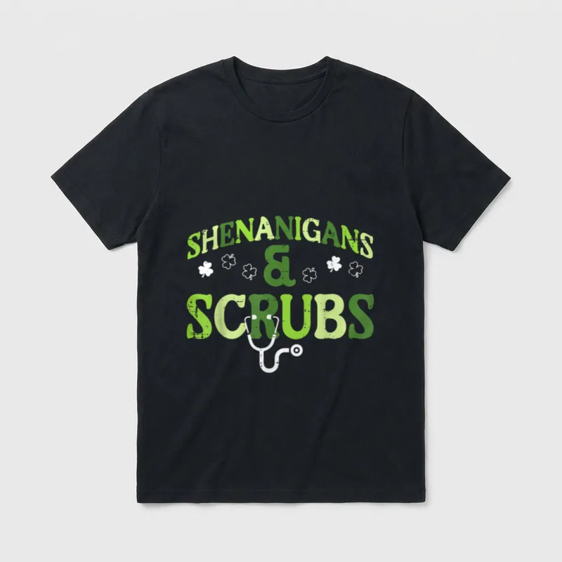 St Day Shenanigans Scrub Saint Pattys T-Shirt – Classic T-Shirt in Black