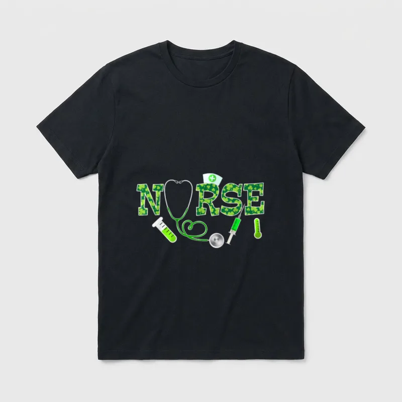 Irish Nurse Shamrock Stethoscope St Patrick's T-Shirt – Classic T-Shirt in Black