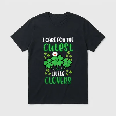 I Care for Cutest Clovers Nurse T-Shirt – Classic T-Shirt in Black