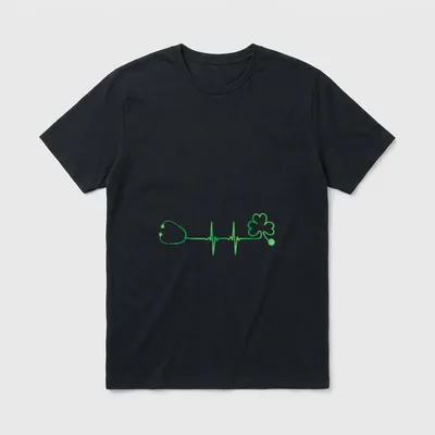 Irish Nurse Heartbeat Stethoscope T-Shirt – Classic T-Shirt in Black