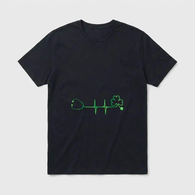Irish Nurse Heartbeat Stethoscope T-Shirt – Classic T-Shirt in Black