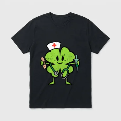 St Day Shamrock Nurse Saint Paddys T-Shirt – Classic T-Shirt in Black
