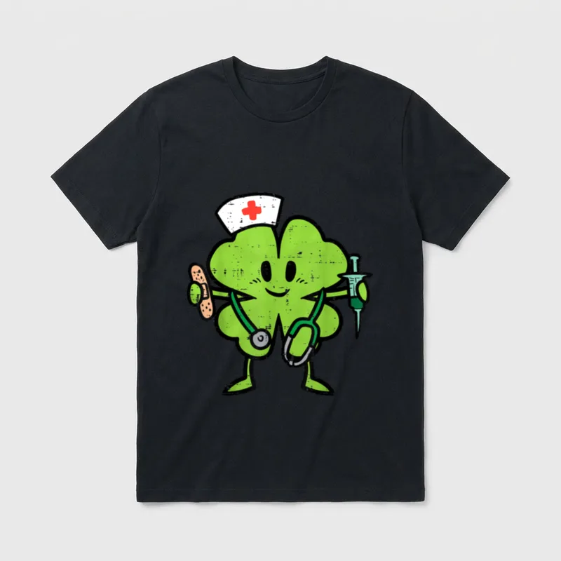 St Day Shamrock Nurse Saint Paddys T-Shirt – Classic T-Shirt in Black