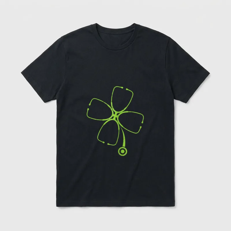 St Day Cool Shamrock Irish Nurse T-Shirt – Classic T-Shirt in Black
