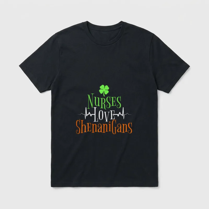 St Day Nurse Love Shenanigans Funny T-Shirt – Classic T-Shirt in Black