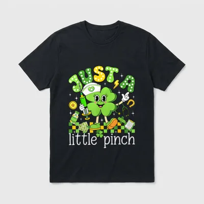 Just a Little Pinch Shamrock Nurse T-Shirt – Classic T-Shirt in Black