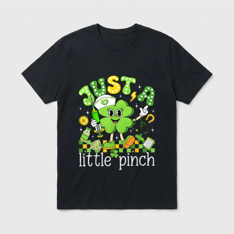 Just a Little Pinch Shamrock Nurse T-Shirt – Classic T-Shirt in Black